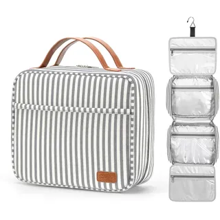 Kulturtasche zum Aufhängen große Reise Kulturbeutel zum Aufhängen Kosmetiktasche Make-up-Organizer mit 4 Fächern und 1 Stabilen Haken für Damen