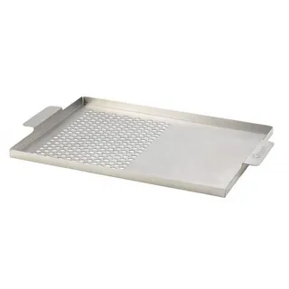 Tepro Grillzubehör 2 in 1 Grillplatte Größe S Edelstahl 34,5 x 19 x 2,3 cm