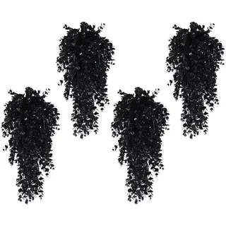 Schwarze künstliche Ranken, schwarze Kunstpflanzen,4 Stück Halloween-Ornamente - 30-Zoll-Rebe, UV-beständige Pflanze für drinnen und draußen, Hochzeit, Halloween, , Garten, Zuhause, , Terrassendekorat