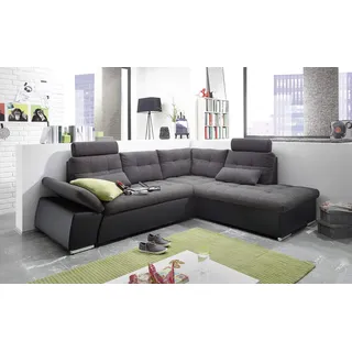 Stella Trading Ecksofa Polyester 4-Sitzer Schwarz