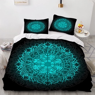 AOYNP Vikings Bettwäsche 135x200 Skandinavische Runen der Wikinger 3D Druck Weiche Mikrofaser Set Kinder Teenager Bettwaren Bettbezüge mit ReißVerschluss und 2 Kissenbezug 80x80cm, Color4