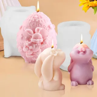 2 Stück Silikon Gipsformen Für Ostern – Hasen- Und Wachsförmchen Für Frühjahrsdekorationen Und Kerzen, Diy Gipsformen