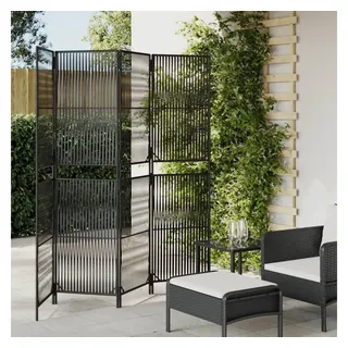 vidaXL Paravent 4-tlg. Schwarz Poly Rattan