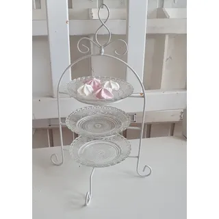 Arinosa Etagere Landhaus Vintage Metall Glas Weiß 21x32 cm
