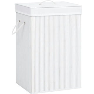 vidaXL Bambus-Wäschekorb mit 1 Fach Weiß