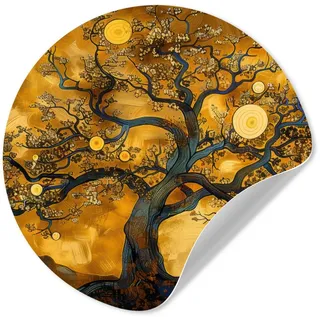MuchoWow Wandsticker Baum - Baum des Lebens - Abstrakt - Gold (1 St), Runde Aufkleber für Kinderzimmer, Selbstklebend, 120x120 cm bunt 120 cm x 120 cm x 0.1 cm