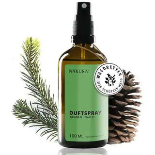 NAKURA® Raumspray, Duftspray und Lufterfrischer TANNEN - WALD Bio 100 ml - Natürliches Duftspray aus naturreinen ätherische Öle - Lufterfrischer Wohnung, Raumduft, Airspray, Wald Duft ohne Chemie