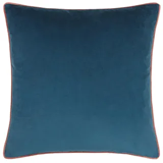 Paoletti Meridian Kissen, Federreich, gefüllt, Samt, Paspelierung, luxuriöses Dekor (Petrol/Blush - 55 x 55 cm)