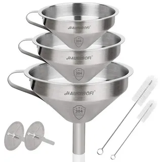 LuxusKollektion Trichter Trichter Edelstahl Feinsiebe Set 3 Größen Öle 11 13 15cm Trichter silberfarben