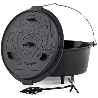 BBQ-Toro Grilltopf Dutch Oven DO12E, 13,6 L Emaille Gusseisen Kochtopf, Gusstopf, Gusseisen (Emaille-Set) schwarz