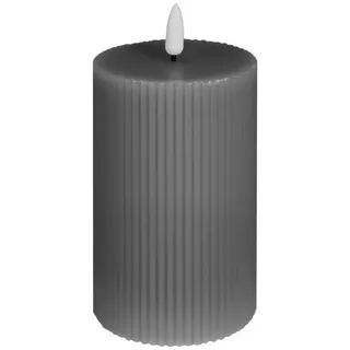 Kaheku LED-Kerze Kaheku LED Kerze Flaca Rille, Schiefer, Ø 7,5 cm, 12,5 cm hoch, 123804