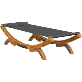 vidaXL Bugholz Loungebett mit Dach Sonnenbett Gartenliege Lounge Outdoor Bett Hängematte Sonnenliege 100x188x44cm Massivholz Anthrazit