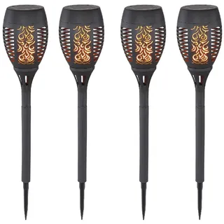 GLOBO LIGHTING LED Solarleuchte, Tageslichtsensor, LED fest integriert, warmweiß, 4er Set Solar-fackeln mit Flammeneffekt draußen für den Garten, H 50cm schwarz