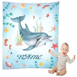 PJLJC personalisierte kuscheldecke Baby Name Decke,Flanell-Decke mit dem Namen und Geburtsdatum Ihres Kindes Geburt jeden kleinen Jungen oder Mädchen