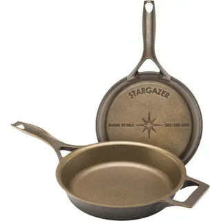 Stargazer Cast Iron Gusseisen-Pfanne, 26,7 cm, hergestellt in den USA, gewürzte und glatte Antihaftbeschichtung, gleichmäßige Wärmeverteilung, leicht und einfach zu reinigen zum Grillen und Braten