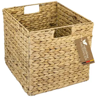 HMF Aufbewahrungskorb, geflochten aus Wasserhyazinthe Seegras | passend für Kallax 32 x 34,5 x 32 cm