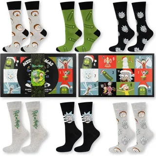 Adventskalender socken Rick & Morty Lustige Herrensocken Gr. 40-45 von SOXO – Weihnachtsgeschenk für Männer - Bunt