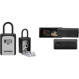 GRIFEMA Schlüsseltresor mit Bügel Wetterfest - Schlüsselsafe 4 Stellig, Schlüsselbox mit Code & Master Lock Magnetischer Schlüsselkasten [Autoschlüssel Safe] 207EURD