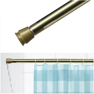 tinycurtains Klemmstange Teleskopstange 55-90 cm Türvorhangstange Duschvorhangstange Badstange, Ø 0.22 mm, 1-läufig, ausziehbar, klemmbar, geklemmt, Metall, Stange für Türvorhang ohne Bohren stufenlos verstellbar rostfrei goldfarben