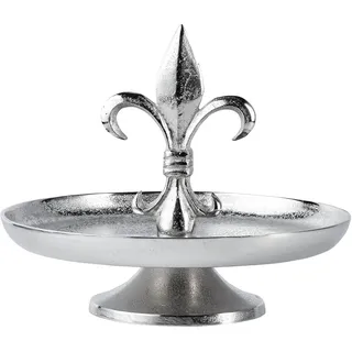 Etagere Lilie Dekoteller Dekoschale Schale - Tischdeko Servierplatte Groß aus Metall Aluminium - Silber Deko Luxus - Tischdeko Hochzeit - Dekoration für Wohnzimmer, Esszimmer oder Küche - 30 cm