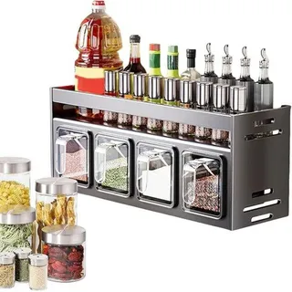 Famanu Kräuterregal Organizer - Wandmontage ohne Bohren - 12,3D x 10,7B x 12,3H cm - Aluminium