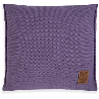 KNIT FACTORY - Uni Zierkissen - Quadratische Sofa Kissen - Violett - Gestrickter Dekokissen - Couchkissen - 50x50 cm - Kissenbezug mit Füllung und Bezug