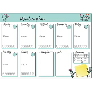 sajoubri journal® Schreibtischunterlage Wochenplan zum abreißen I DIN A3 I Papier: weiß 100g I Schreibunterlage für Kinder, Mädchen