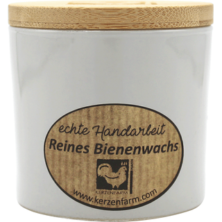 Bienenwachskerze im Trendglas, Elfenbein, 100% reines Bienenwachs, KERZENFARM HAHN, 70/70 mm, Brenndauer ca. 17h