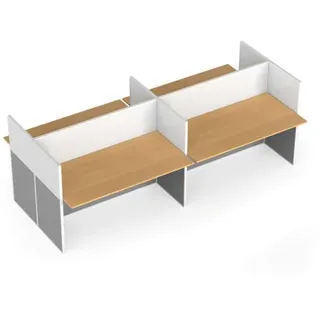 Tischtrennwand-Set mit Tisch PRIMO, magnetisch, 4 Plätze, Birke