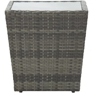 vidaXL Beistelltisch Grau 41,5x41,5x43 cm Poly Rattan und Hartglas