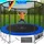 Trampoline Komplettset 305 cm inkl. Sicherheitsnetz, Leiter und Randabdeckung blau