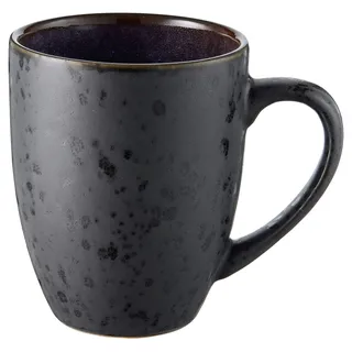BITZ Kaffeetasse/Kaffeebecher, Tasse aus robustem Steinzeug, 30 cl, schwarz außen/dunkelblau innen