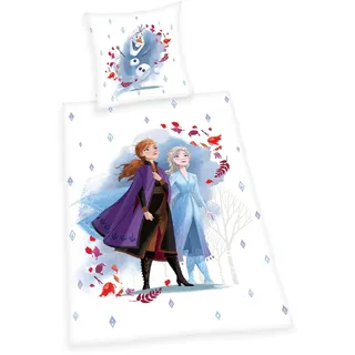 Herding Disney ́s Eiskönigin 2 Bettwäsche-Set, Kopfkissenbezug 80 x 80 cm, Bettbezug 135 x 200 cm, Mit leichtläufigem Reißverschluss, 100% Baumwolle/Renforcé