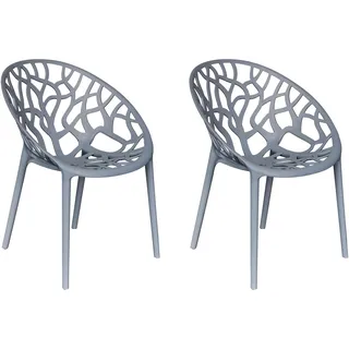 LC Garden Vomo 2er Set Gartenstühle Anthrazit Stapelstühle Kunststoff stapelbar