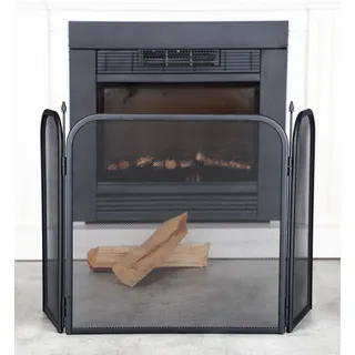 Spetebo Kamin Funkenschutz Metall 96,5 x 53 cm Schwarz