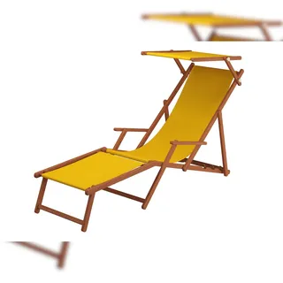 Erst-Holz Gartenliege Sonnenliege gelb Liegestuhl Fußteil Sonnendach Tisch Kissen Deckchair 10-302FSTKH