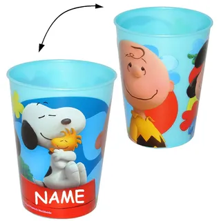 alles-meine.de GmbH 3 in 1 Möglichkeiten___ Trinkbecher/Zahnputzbecher/Malbecher - the Peanuts/Snoopy - incl. Name - Becher & Trinkglas aus Kunststoff Plastik - Jungen..