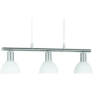 meineWunschleuchte 3-flammige Balkenpendelleuchte 61cm breit mit Glasschirmen Weiß