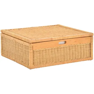 Krines Home Aufbewahrungskorb Großer Unterbett Schub aus Rattan 64x58x25cm / Unterbettkommode, mit Deckel, Bett Kasten Korb Kleider Aufbewahrung Box gelb