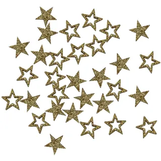 Oblique Unique Holz Sterne Gold mit Glitzer als Konfetti Tisch Streu Geschenk Deko für Weihnachten DIY Dekoration Basteln (Gold)