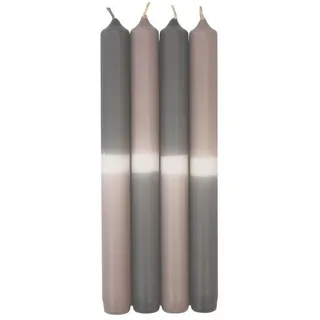 INNA-Glas Tafelkerze Dip Dye Stabkerzen LISSITA, 4 Stück, gra bunt