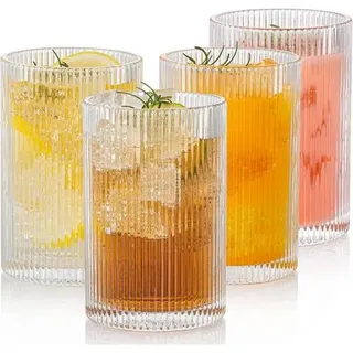 Geriffelte Gläser 4er Set 500ml Vintage Cocktail Kaffeetassen