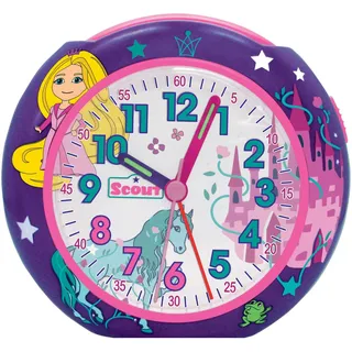 Scout Kinderwecker Pics Quarzwecker, Geschenkidee, Kinderzimmer,Schulanfang, Pferd,Lernwecker lila|rosa