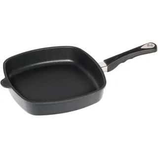 AMT Gastroguss Eckpfanne 28 x 28 cm, 5 cm hoch, glatter Boden, fester Stiel, induktionsgeeignet, Lotan® Antihaft-Veredelung, Gusspfanne (Aluguss), AMZN-I-E285