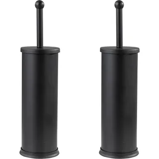 Home4You WC-Garnituren 2er Set, H 39,5 cm - Edelstahl - Schwarz - 2er Set