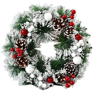 Weihnachtsdeko Kranz Tür,Türkranz Haustür Außen Weihnachten,Weihnachtskranz,Tannengirlande Weihnachtens,Weihnachten Girlande,Weihnachtsdeko Kranz,Künstlicher Kranzs Weihnachtens 32cm (Mehrfarbig)