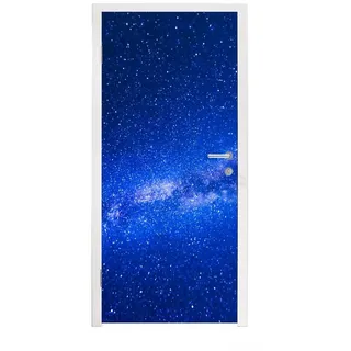 MuchoWow Türtapete Sternenhimmel - Universum - Blau - Jungen - Mädchen - Kinder, Matt, bedruckt, (1 St), Türfolie Selbstklebend, Türtapete, Türdeko Poster, 95x235 cm bunt 95 m x 235 m