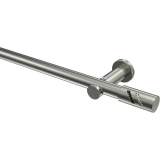 Interdeco Vorhangstange Platon Zoena 1-läufig Ø 20 mm 200 cm Edelstahl-Optik