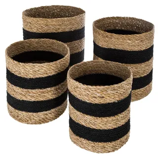Set Aus 4 Körben Jute Schwarz - Schwarze Linie