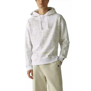 BOSS Kapuzensweatshirt Hoodie BOSS x Russell Athletic Loose Oversize Fit Unisex Allover-Logo-Print im Retro-Stil, Lockerer Oversize-Schnitt beige M